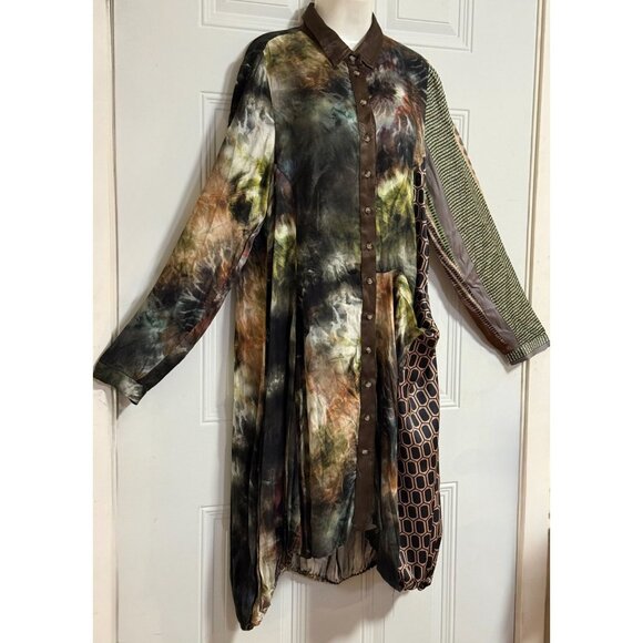 Alembika Supernova Dress Tie-dye Retro Mixed-Print SZ 4 Glam Artsy - Picture 3 of 13